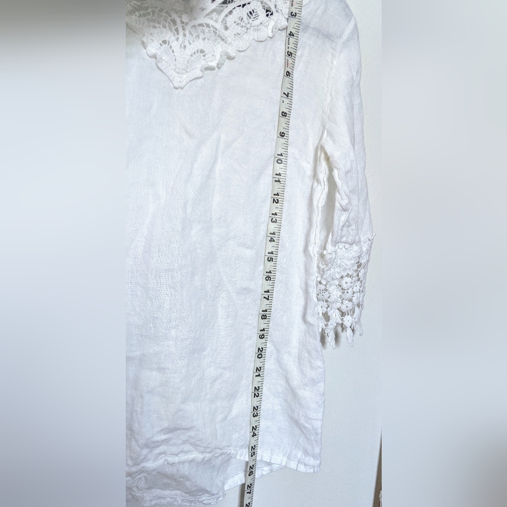 Vanessa Alexandra White Embroidered 100%  Linen Tunic Coverup Top sz L - Picture 10 of 10